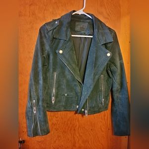 SL8 suede green moto jacket